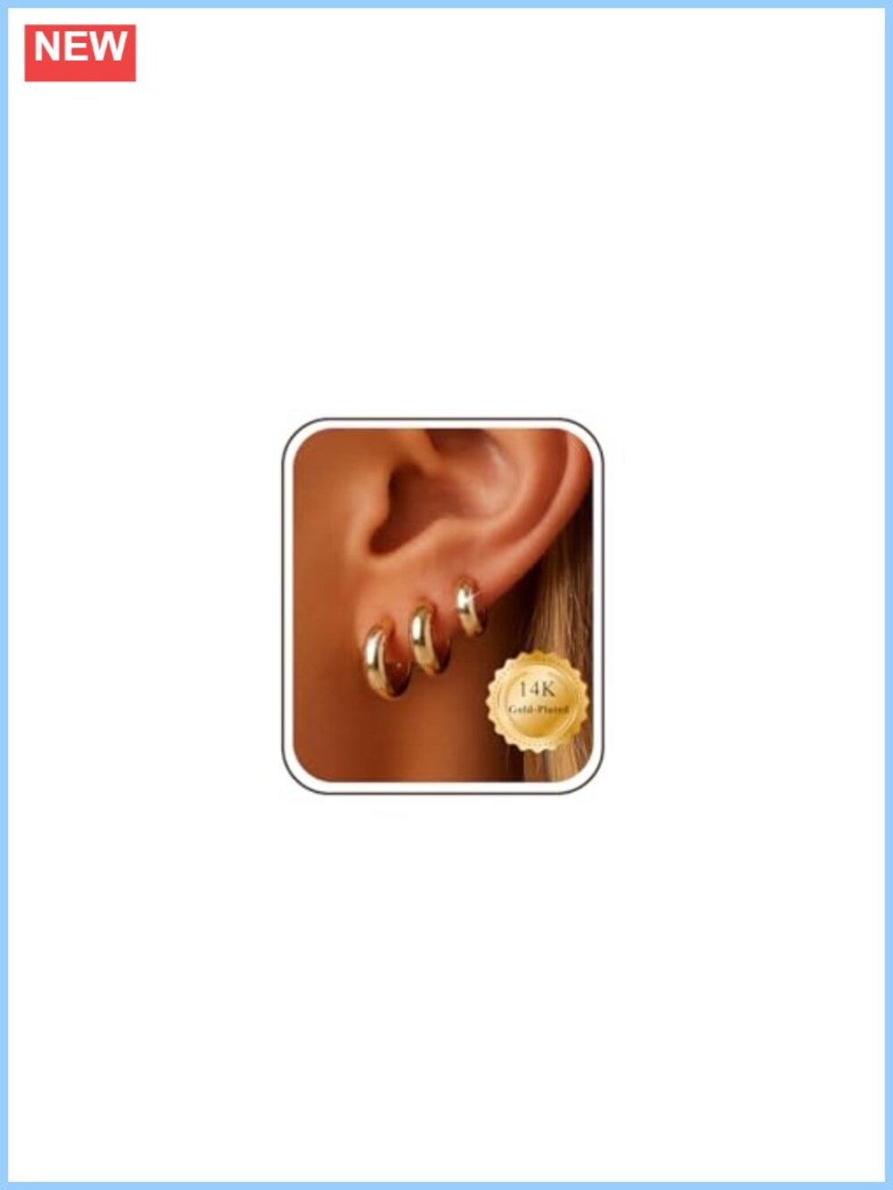3 Pairs Gold Plated Hoop Earrings Set for Women 925 Silver Post